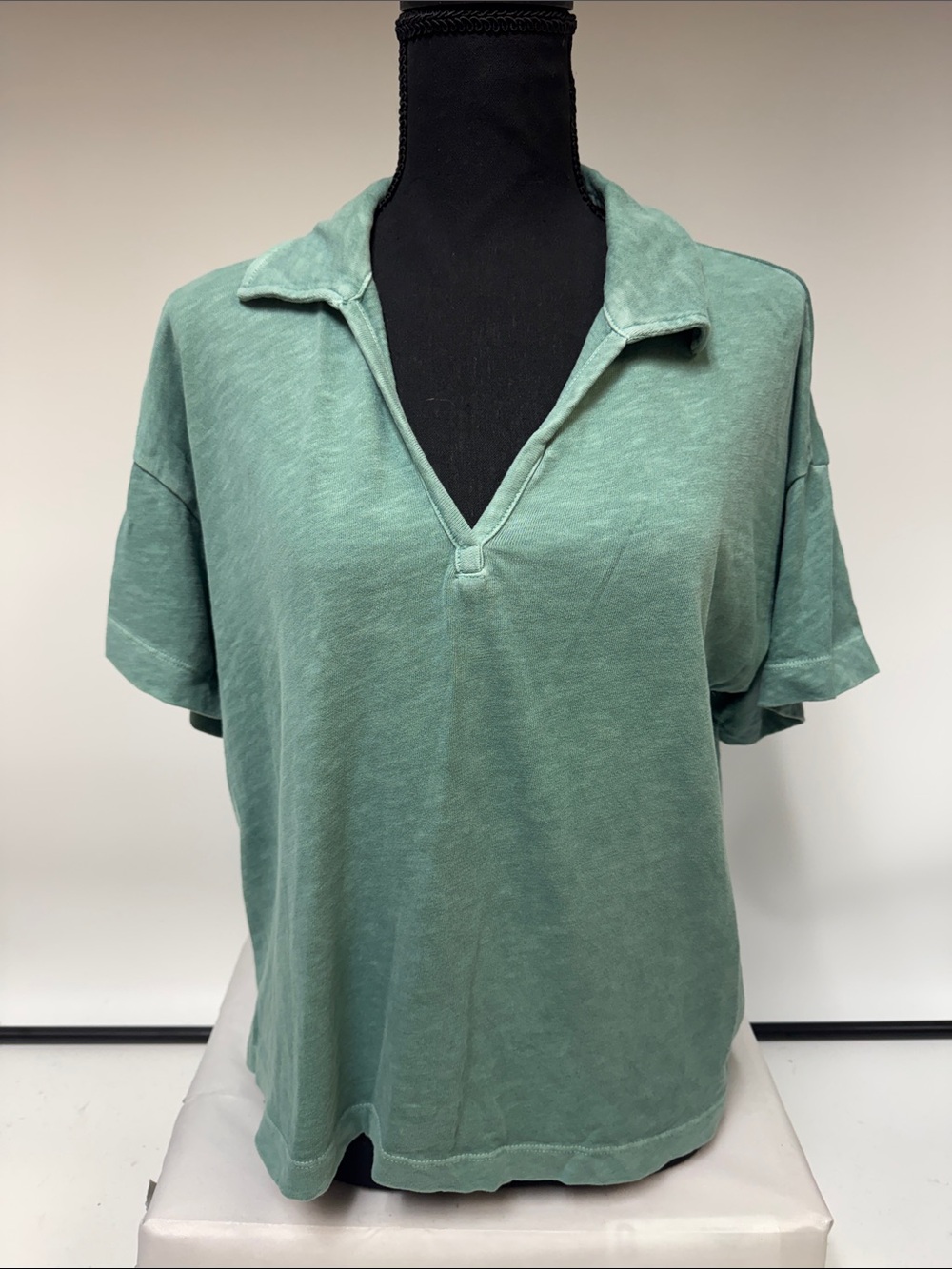 Marine Layer Green Short Sleeve Polo Tee, Medium